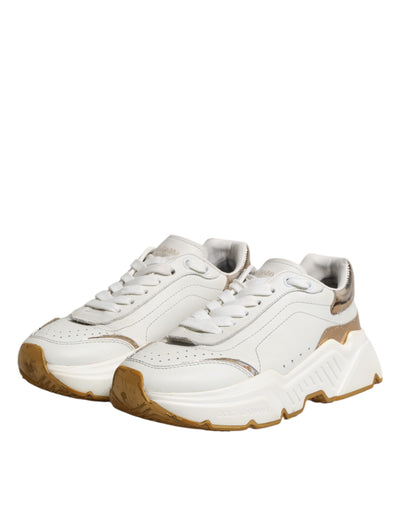 Dolce & Gabbana Weiß Gold Daymaster Low Top Turnschuhe Schuhe
