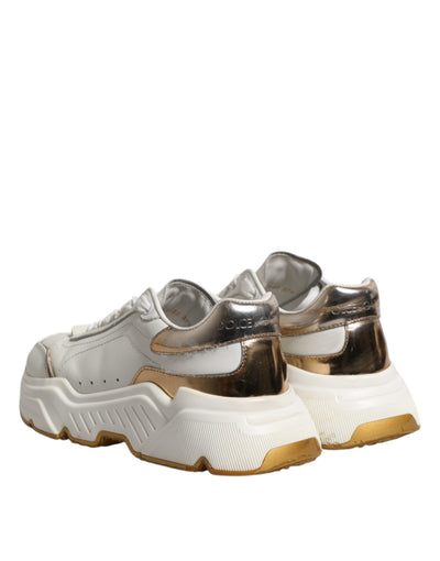 Dolce & Gabbana Weiß Gold Daymaster Low Top Turnschuhe Schuhe