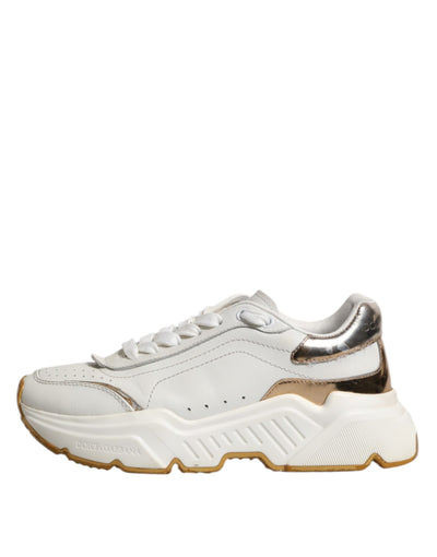 Dolce & Gabbana Weiß Gold Daymaster Low Top Turnschuhe Schuhe