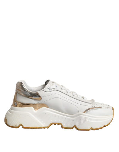 Dolce & Gabbana Weiß Gold Daymaster Low Top Turnschuhe Schuhe