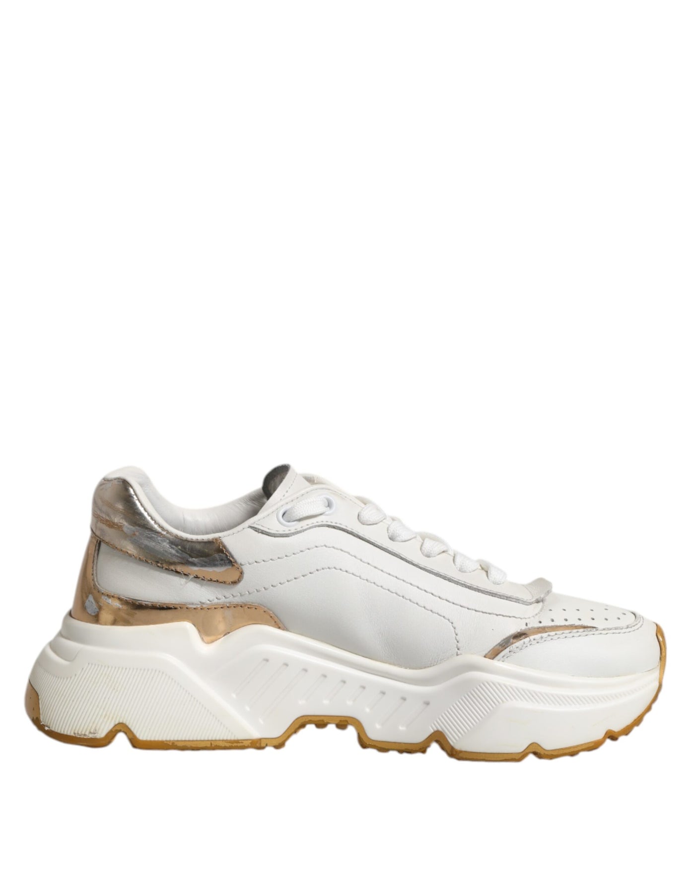 Dolce & Gabbana Weiß Gold Daymaster Low Top Turnschuhe Schuhe