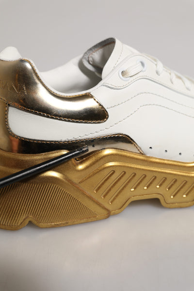 Dolce & Gabbana Weiß Gold Daymaster Low Top Turnschuhe Schuhe