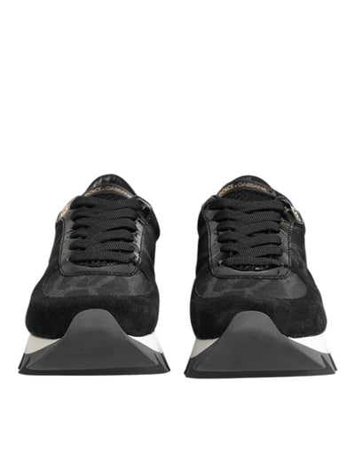 Dolce & Gabbana Schwarz Grau Leopard Low Top Turnschuhe Schuhe
