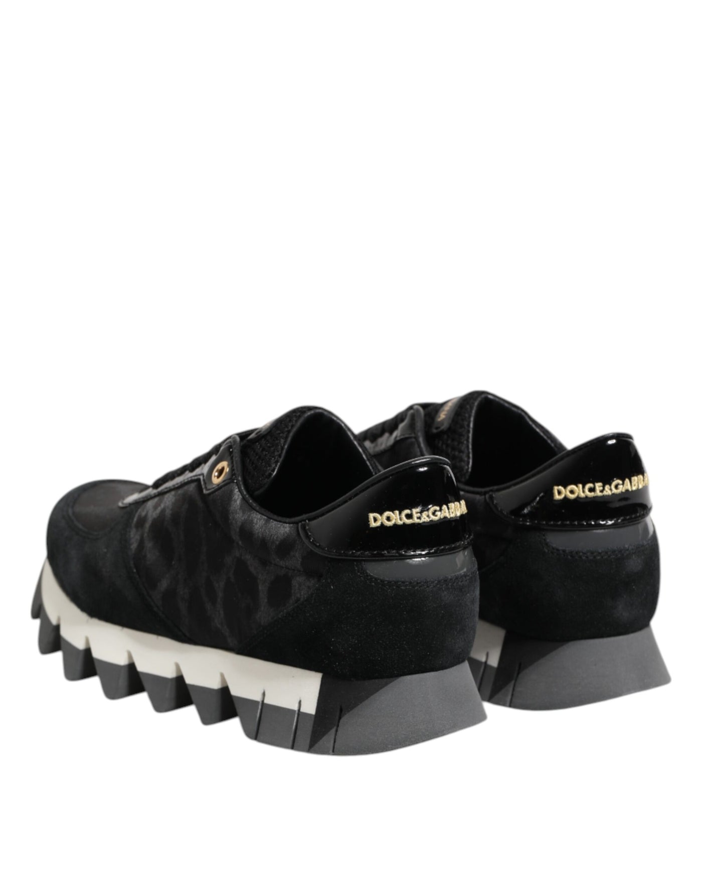 Dolce & Gabbana Schwarz Grau Leopard Low Top Turnschuhe Schuhe
