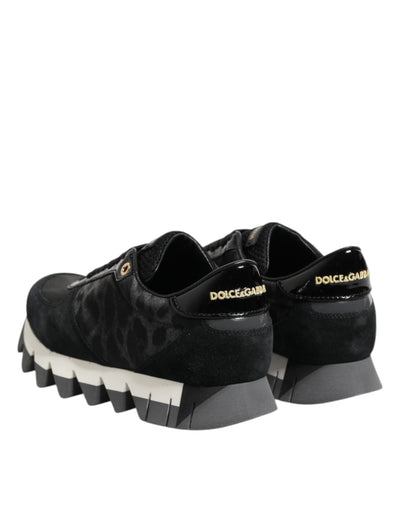 Dolce & Gabbana Schwarz Grau Leopard Low Top Turnschuhe Schuhe