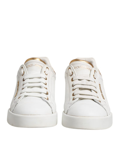 Dolce & Gabbana Weiß Leder Low Top Frauen Turnschuhe Schuhe