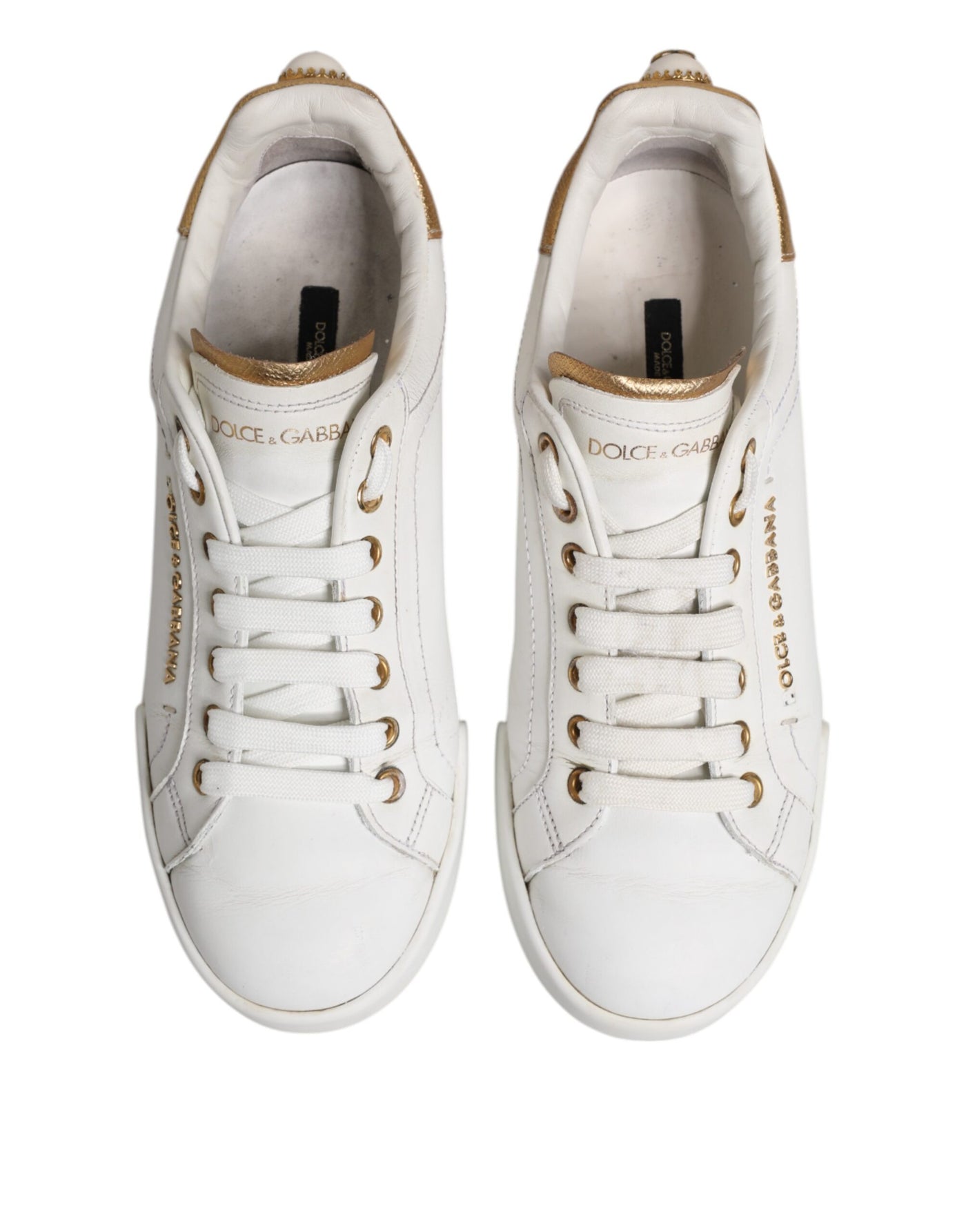 Dolce & Gabbana Weiß Leder Low Top Frauen Turnschuhe Schuhe