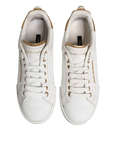 Dolce & Gabbana Weiß Leder Low Top Frauen Turnschuhe Schuhe