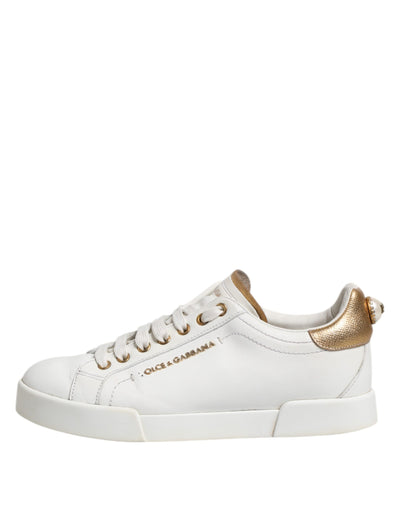 Dolce & Gabbana Weiß Leder Low Top Frauen Turnschuhe Schuhe