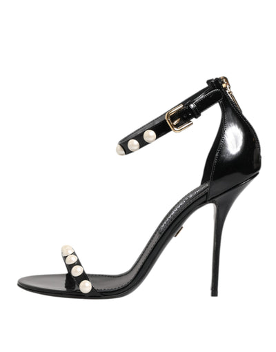 Dolce & Gabbana Schwarz KEIRA Perlenverzierte Sandalen Schuhe