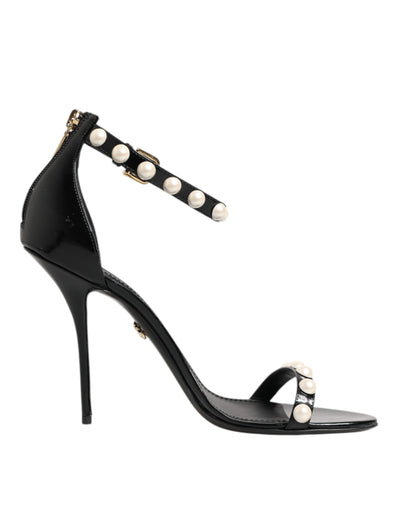 Dolce & Gabbana Schwarz KEIRA Perlenverzierte Sandalen Schuhe