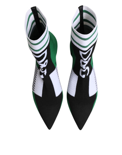 Dolce & Gabbana Grüne Stretch Socke Stil Stiefeletten Schuhe