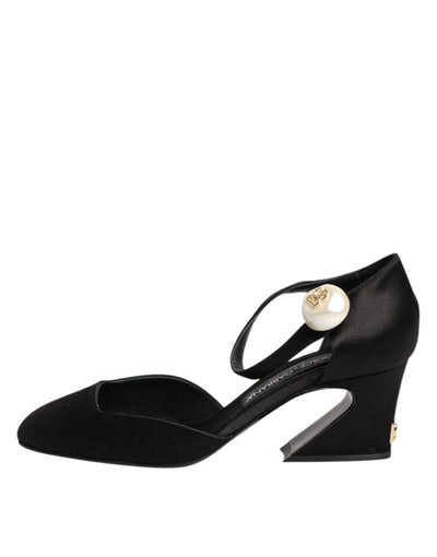 Dolce & Gabbana Schwarze Leder Logo-Knöchelriemen-Sandalen Schuhe