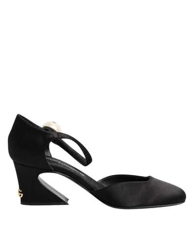 Dolce & Gabbana Schwarze Leder Logo-Knöchelriemen-Sandalen Schuhe