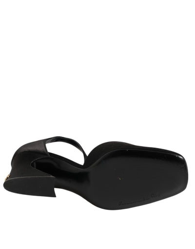 Dolce & Gabbana Schwarze Leder Logo-Knöchelriemen-Sandalen Schuhe