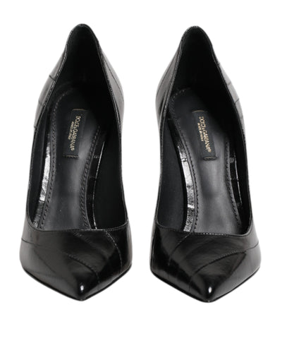 Dolce & Gabbana Schwarz Leder Stiletto High Heels Pumps Schuhe