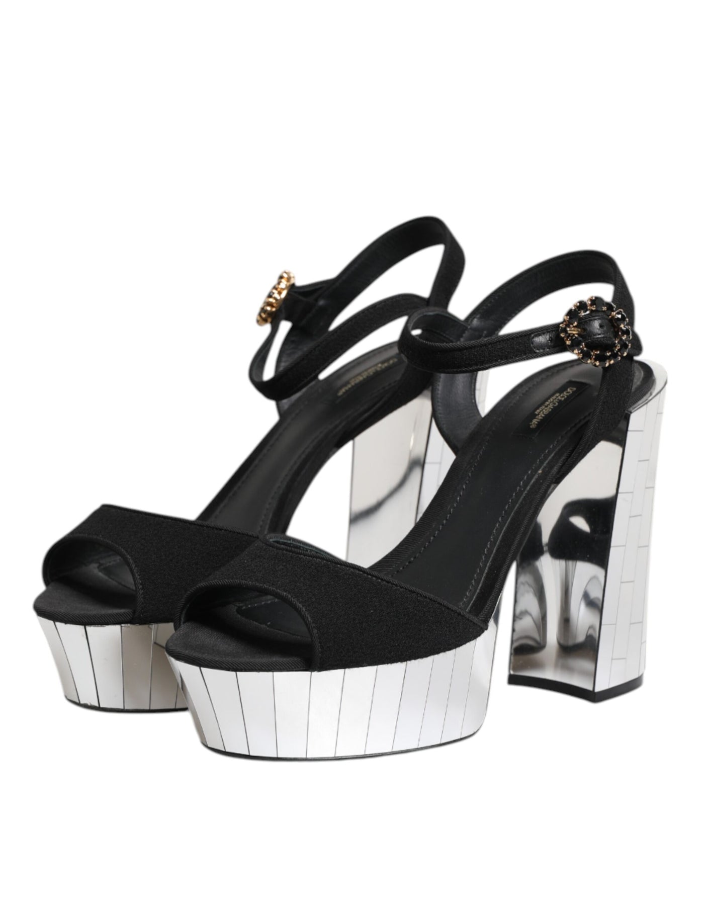 Dolce & Gabbana Schwarze Kristall-Knöchelriemen Keira Sandale Schuhe