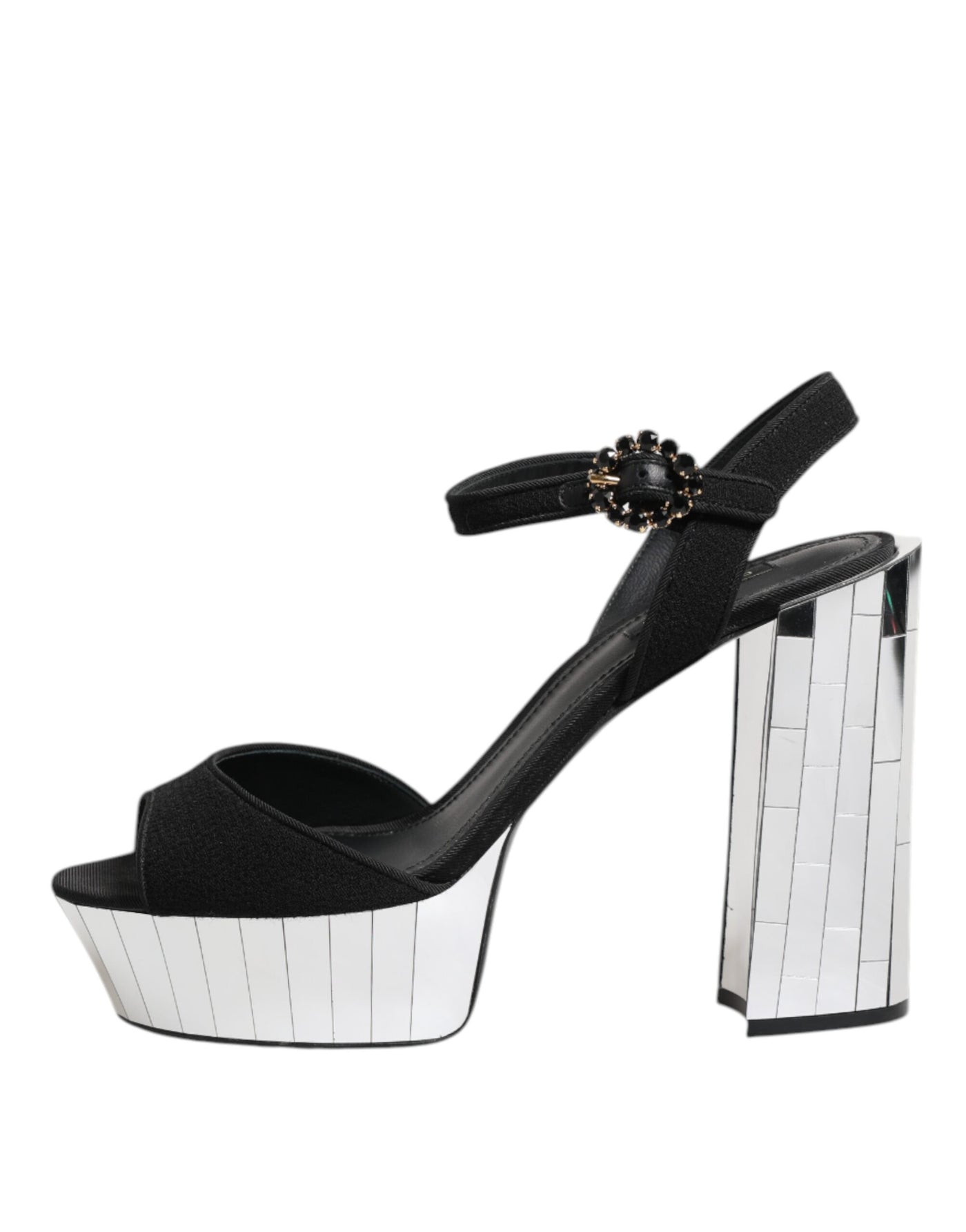 Dolce & Gabbana Schwarze Kristall-Knöchelriemen Keira Sandale Schuhe