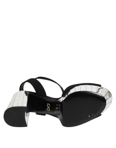 Dolce & Gabbana Schwarze Kristall-Knöchelriemen Keira Sandale Schuhe