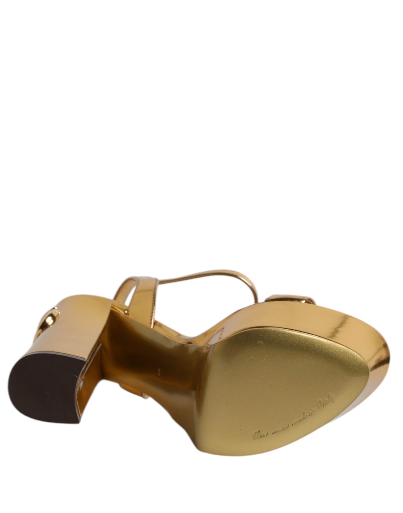 Dolce & Gabbana Gold Leder Plateau Keira Sandalen Schuhe