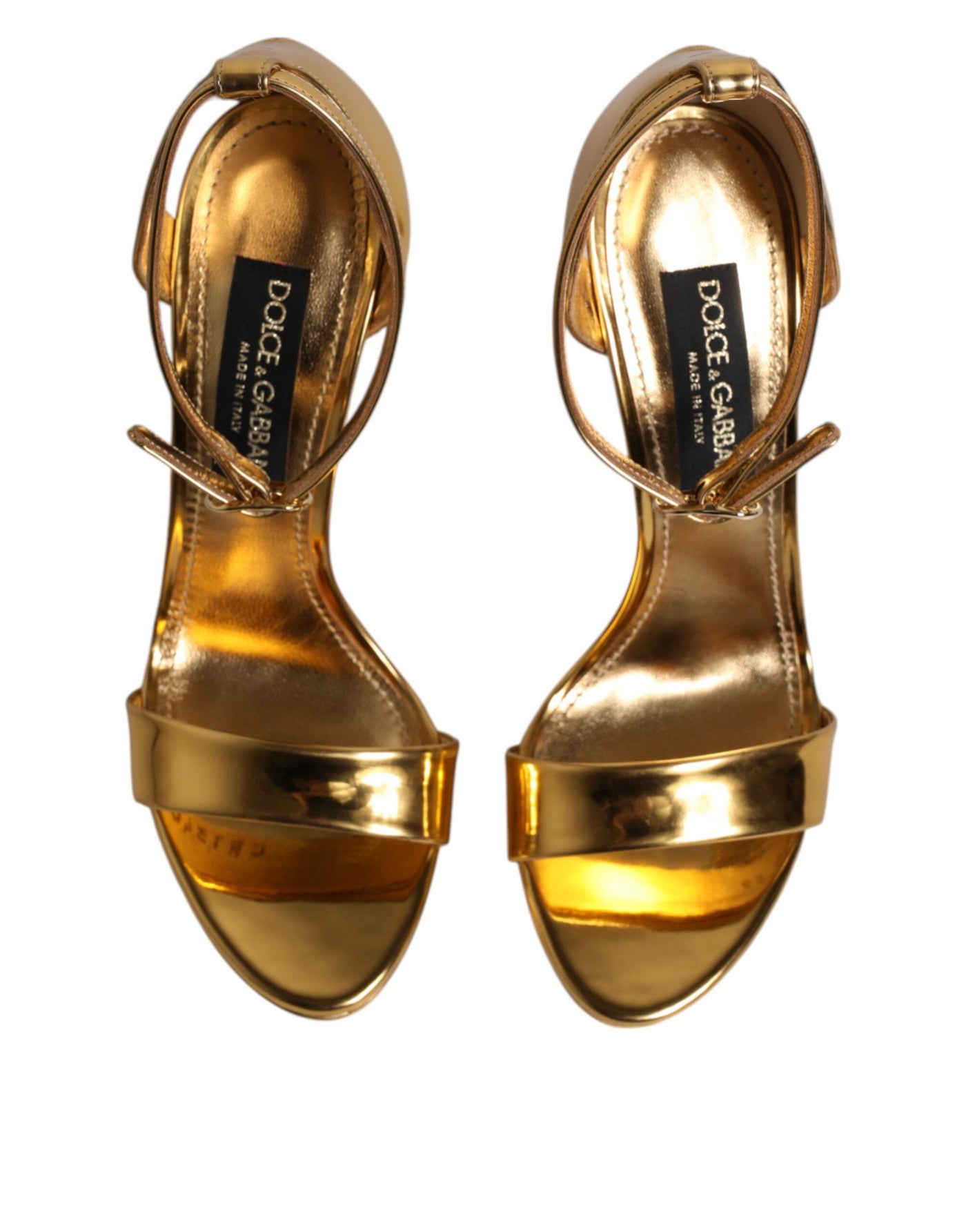 Dolce & Gabbana Gold Leder Plateau Keira Sandalen Schuhe