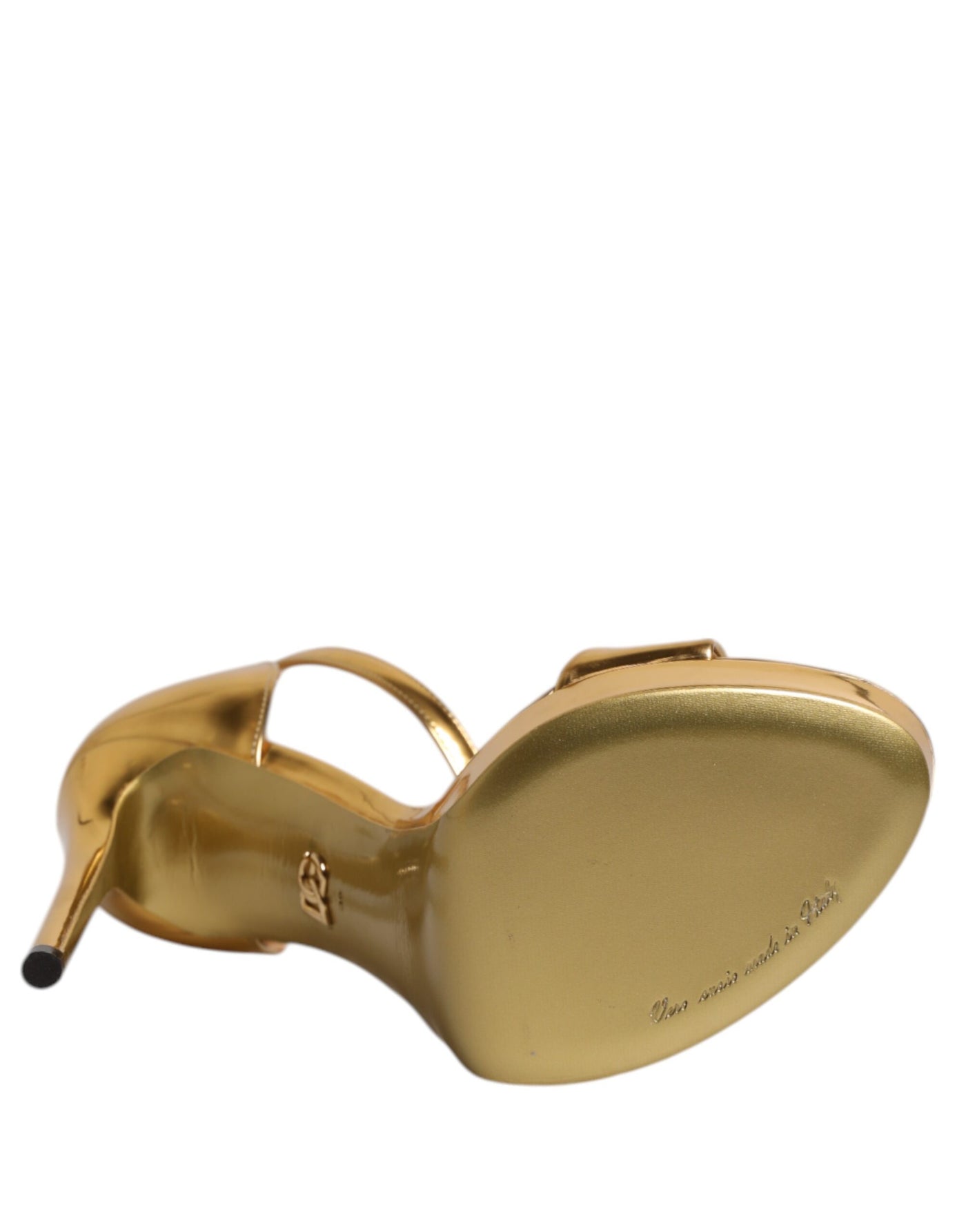 Dolce & Gabbana Gold Leder Plateau Keira Sandalen Schuhe