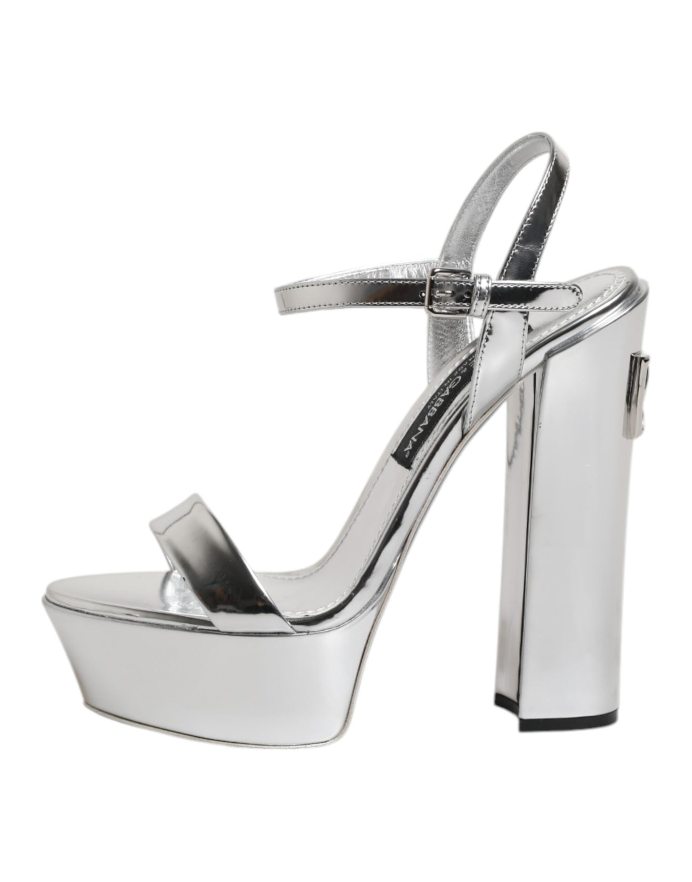 Dolce & Gabbana Silberne Leder Plateau Keira Sandalen Schuhe