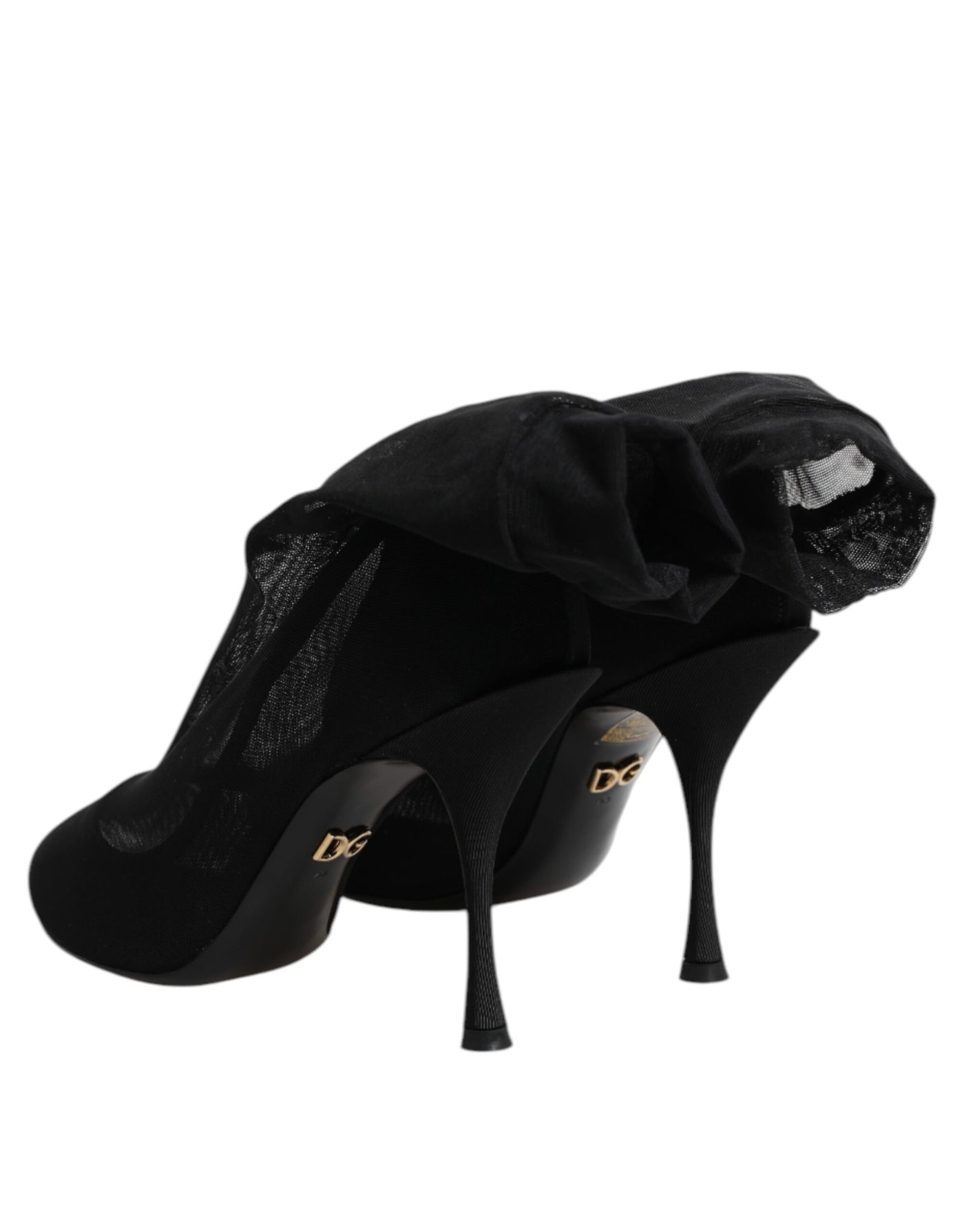 Dolce & Gabbana Schwarz Seide Stretch Mesh Socke Stiefel Schuhe