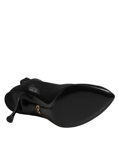 Dolce & Gabbana Schwarz Seide Stretch Mesh Socke Stiefel Schuhe
