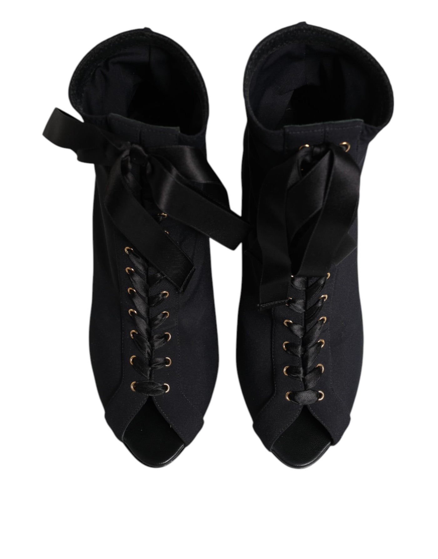 Dolce & Gabbana Schwarz Stiletto Heels Lace Up Stiefel Schuhe