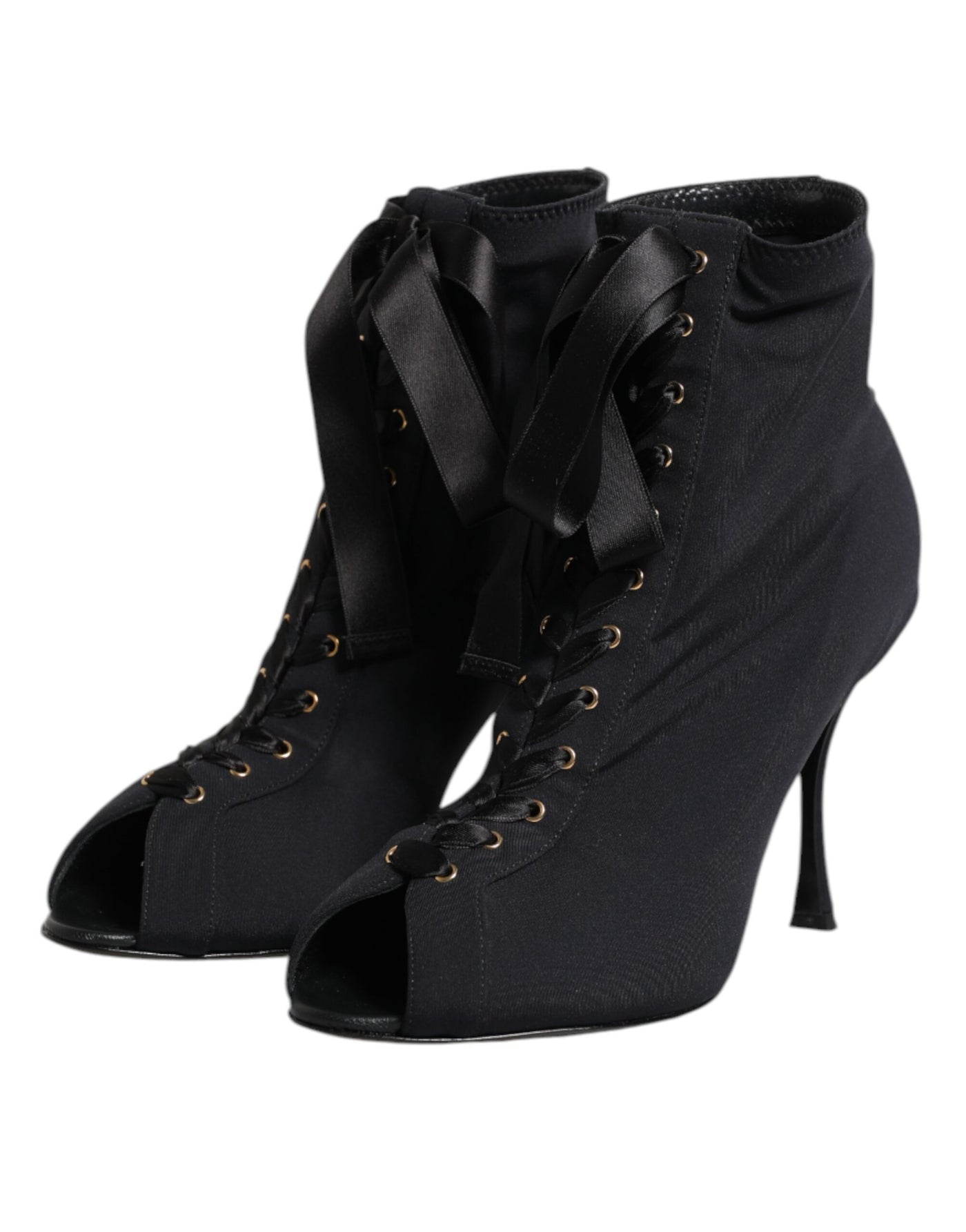 Dolce & Gabbana Schwarz Stiletto Heels Lace Up Stiefel Schuhe
