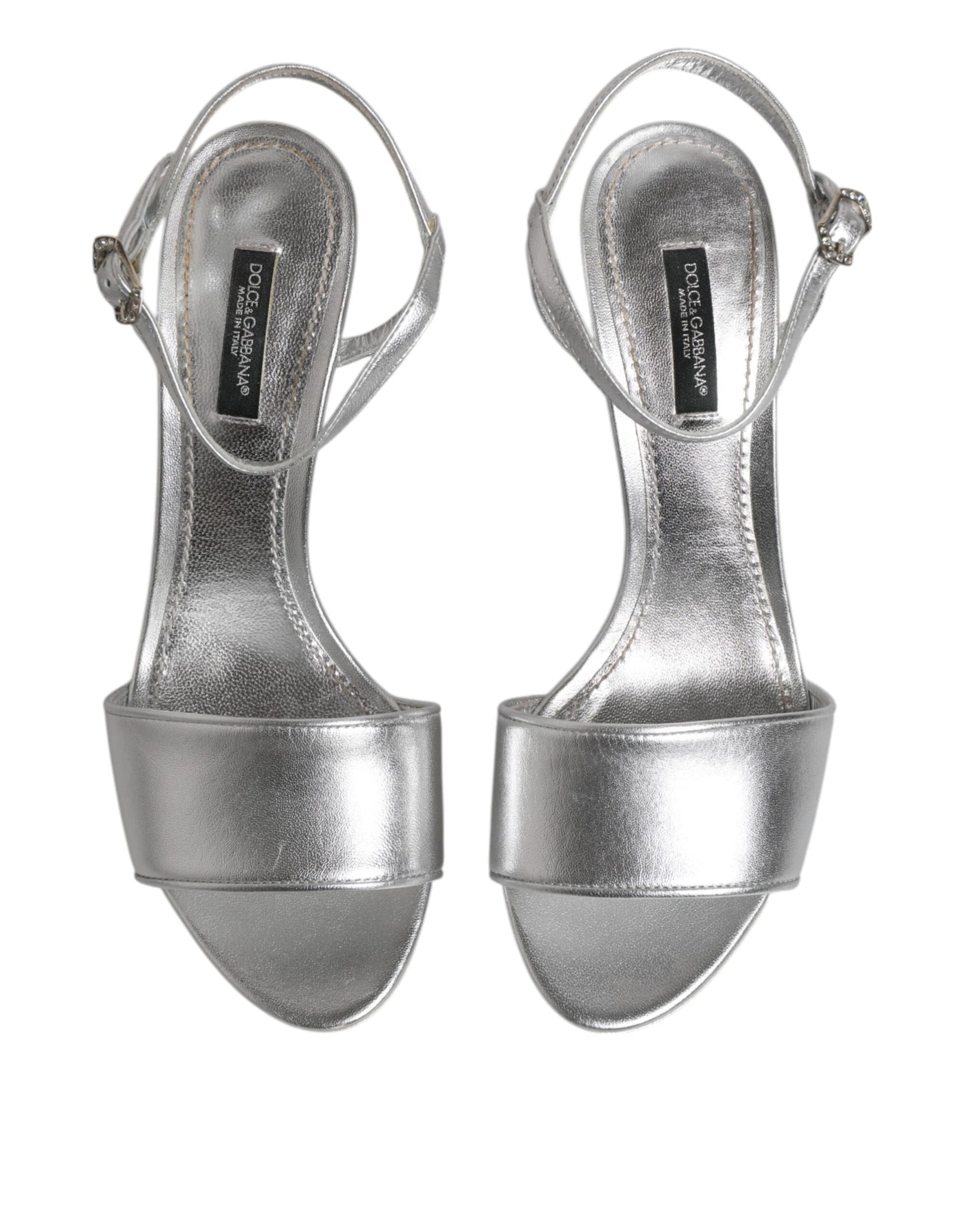 Dolce & Gabbana Silber Leder DG Heels Keira Sandalen Schuhe