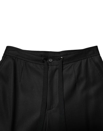 Dolce & Gabbana Solide Schwarze Cargo Jogger Männer Sweatpants Hosen