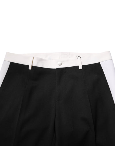 Dolce & Gabbana Schwarz-Weiß gestreift Wolle Männer Hose Hose