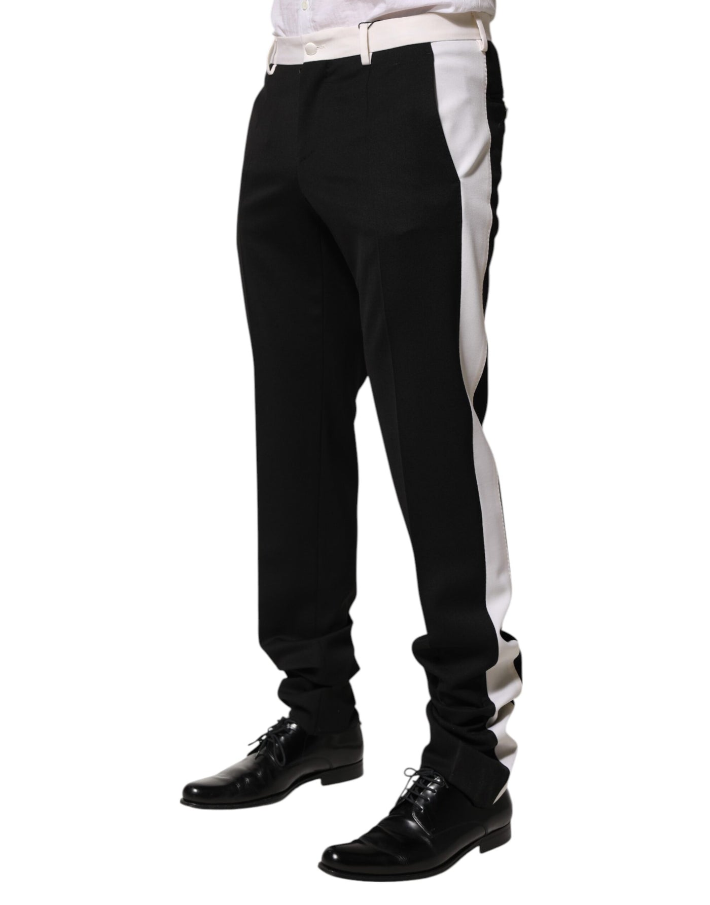 Dolce & Gabbana Schwarz-Weiß gestreift Wolle Männer Hose Hose
