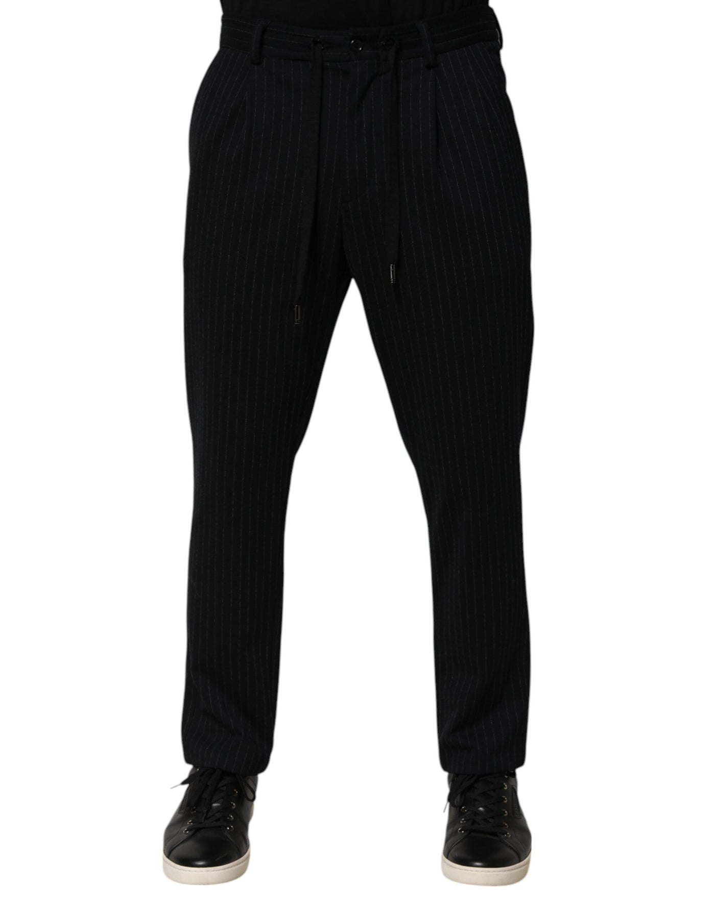 Dolce & Gabbana Schwarz gestreiftes Viskose-Skinny-Kleid Herrenhosen