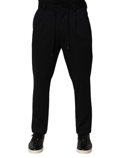 Dolce & Gabbana Schwarz gestreiftes Viskose-Skinny-Kleid Herrenhosen