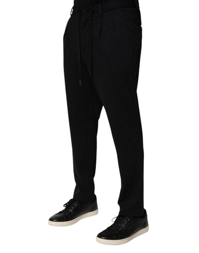 Dolce & Gabbana Schwarz gestreiftes Viskose-Skinny-Kleid Herrenhosen