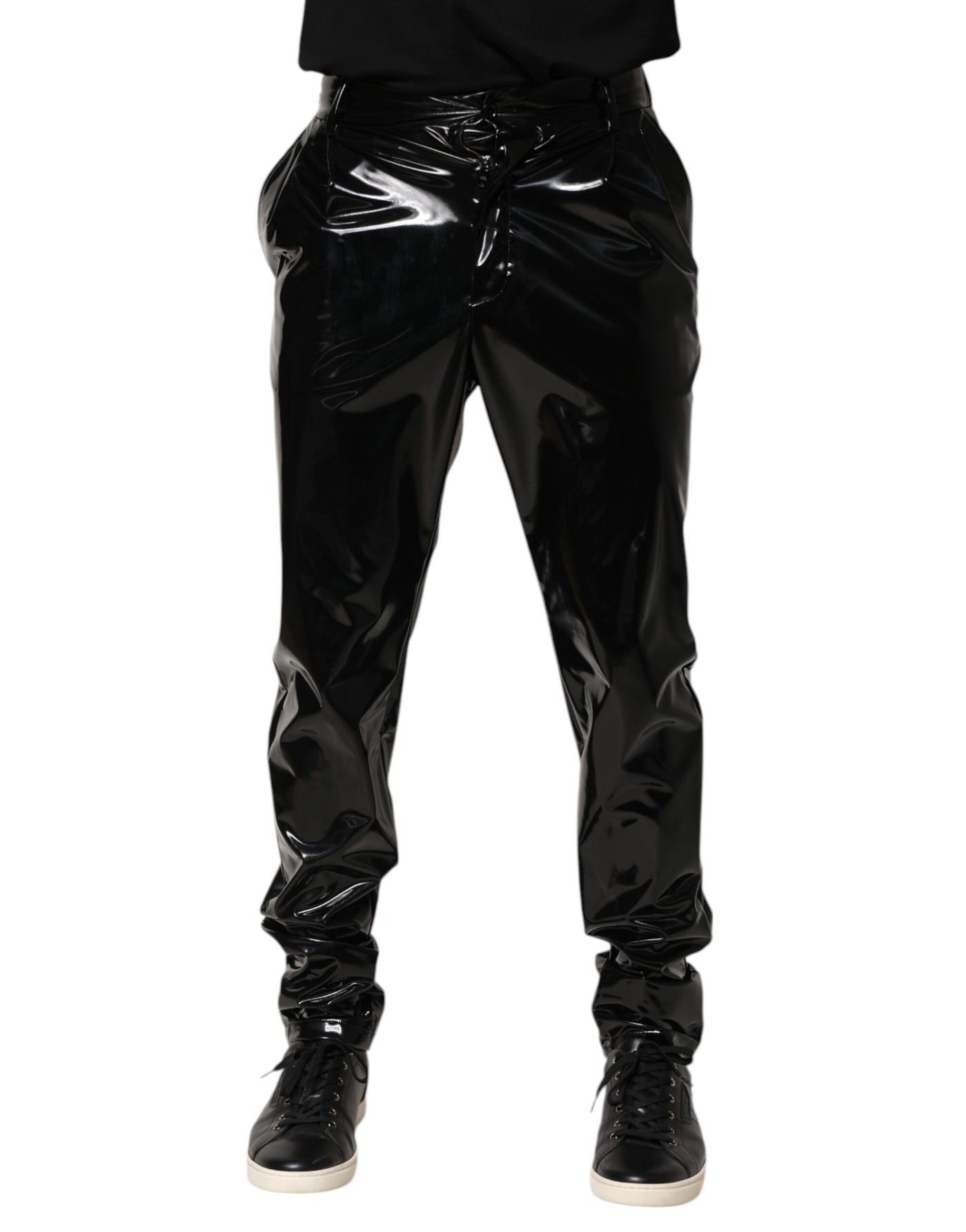 Dolce & Gabbana Schwarze Polyester Mid Waist Herren Hosen Hosen