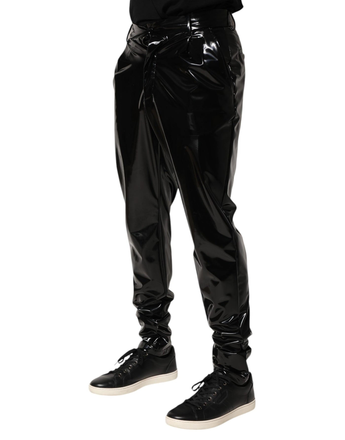 Dolce & Gabbana Schwarze Polyester Mid Waist Herren Hosen Hosen