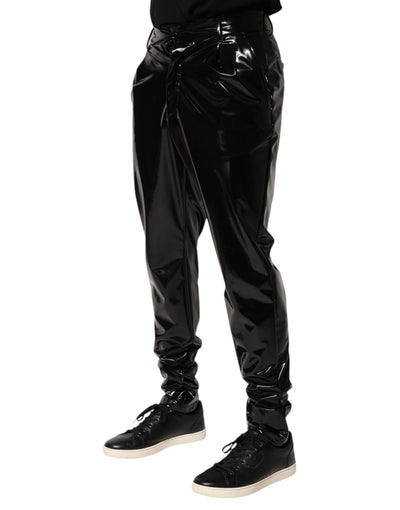 Dolce & Gabbana Schwarze Polyester Mid Waist Herren Hosen Hosen