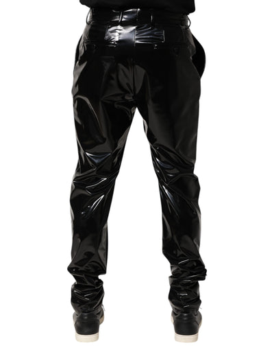 Dolce & Gabbana Schwarze Polyester Mid Waist Herren Hosen Hosen
