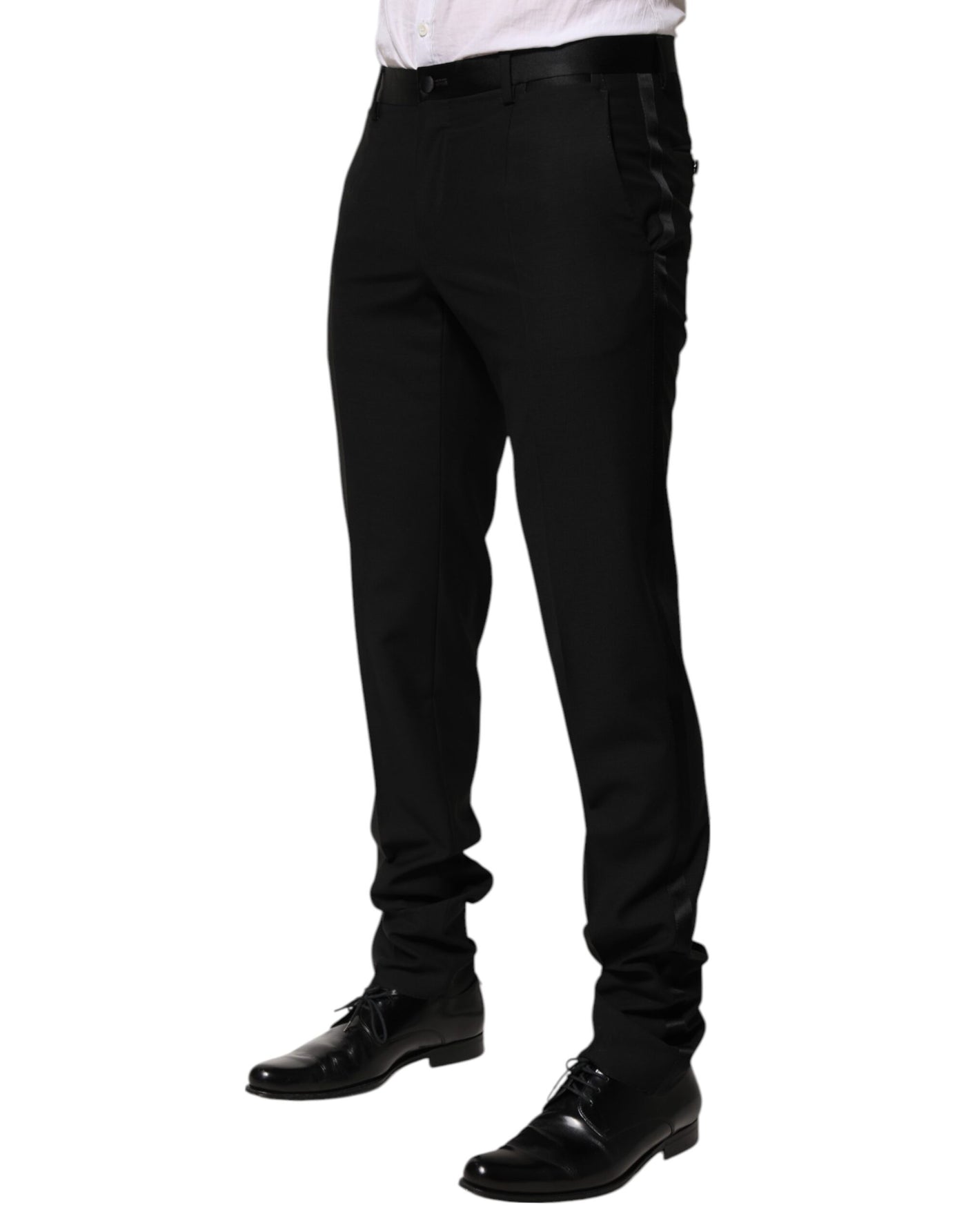 Dolce & Gabbana Schwarze konisch zulaufende formelle Herren Anzughose aus Wolle