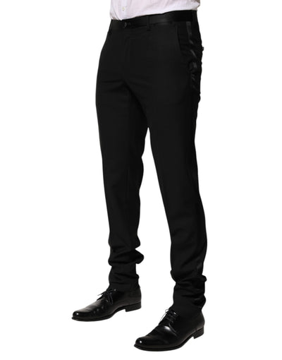 Dolce & Gabbana Schwarze konisch zulaufende formelle Herren Anzughose aus Wolle