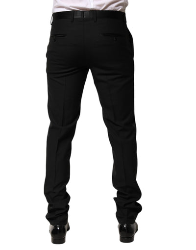 Dolce & Gabbana Schwarze konisch zulaufende formelle Herren Anzughose aus Wolle