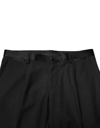 Dolce & Gabbana Schwarze konisch zulaufende formelle Herren Anzughose aus Wolle