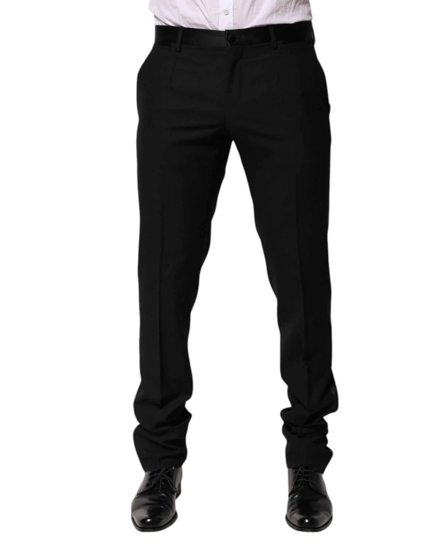 Dolce & Gabbana Schwarze konisch zulaufende formelle Herren Anzughose aus Wolle