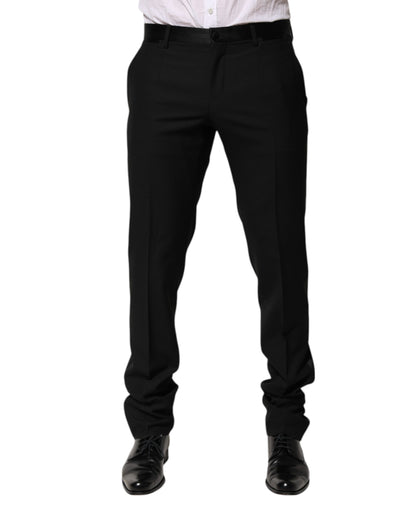 Dolce & Gabbana Schwarze konisch zulaufende formelle Herren Anzughose aus Wolle