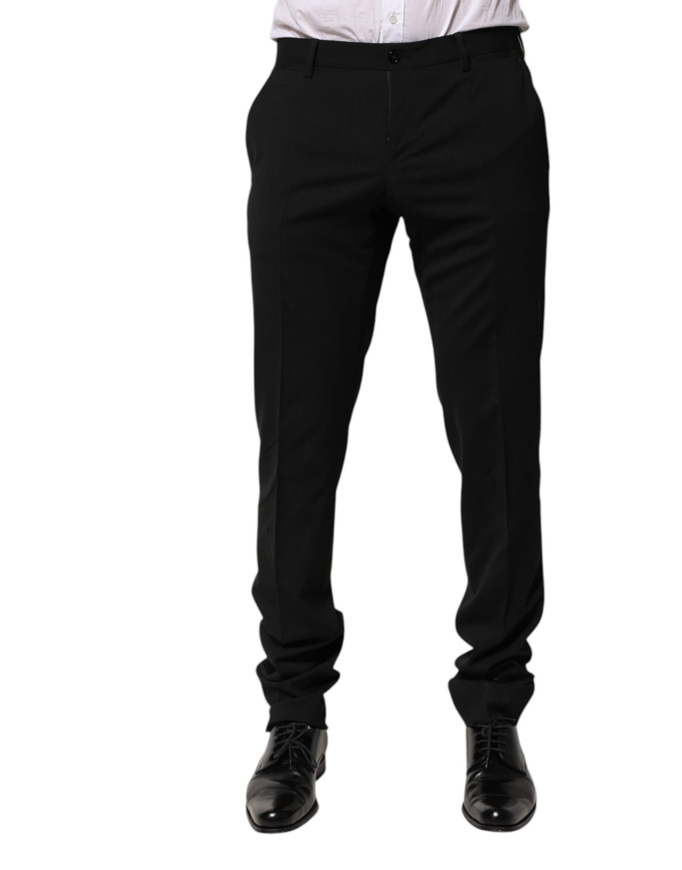 Dolce & Gabbana Schwarze konisch zulaufende formelle Herren Anzughose aus Wolle