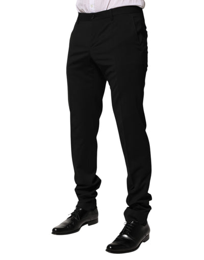 Dolce & Gabbana Schwarze konisch zulaufende formelle Herren Anzughose aus Wolle